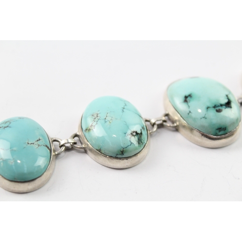 251 - Collection of Sterling Silver Turquoise Jewellery inc. Bracelet, Pendant x 2 75g