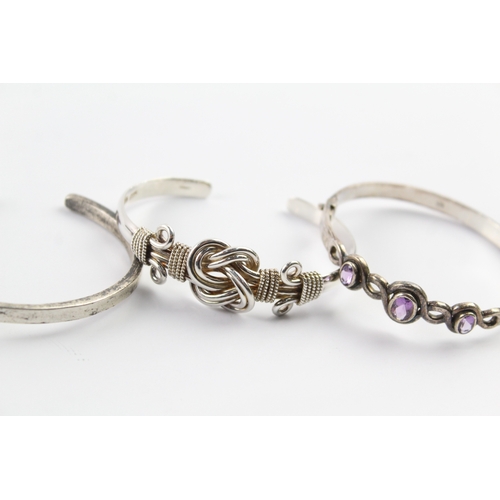 271 - Collection of Sterling Silver Bangles inc. Amethyst, Abalone, Modernist x 5 94g