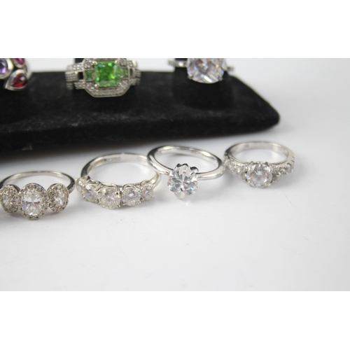 275 - Assortment of Sterling Silver Rings inc. Gemstone, CZ, Cocktail x 15 74g