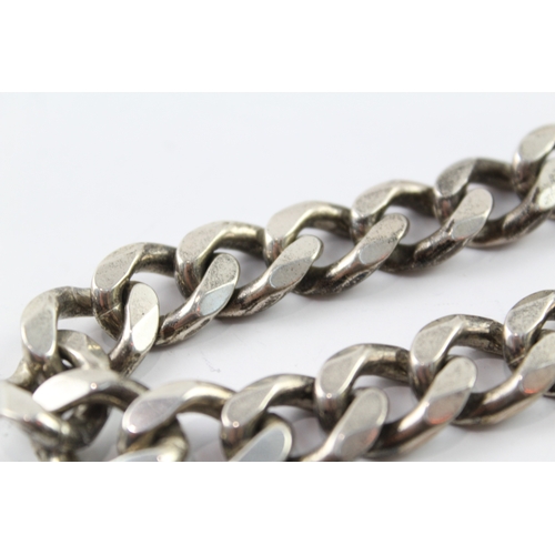 282 - Sterling Silver Gents Style Chunky Curb Link Bracelet 96g