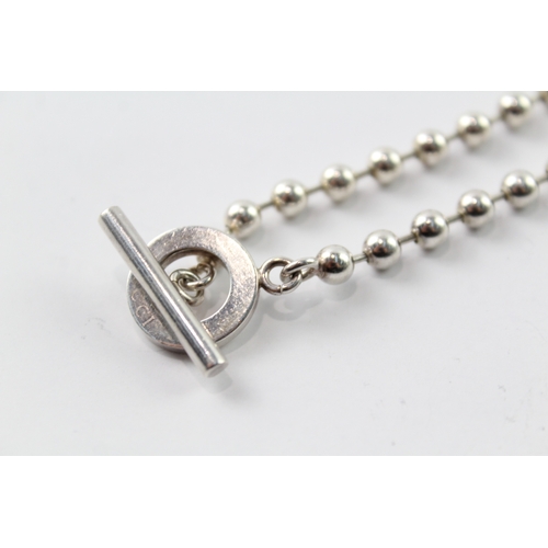 284 - Gucci Sterling Silver Ball Link Bracelet w/ T-Bar 15g