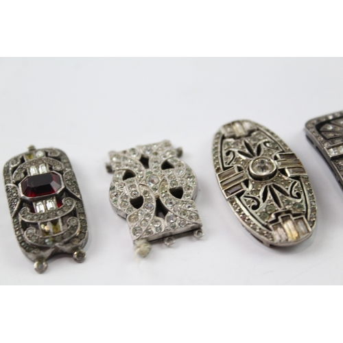 291 - Collection of Silver Box Clasps inc. Paste, Art Deco, Marcasite x 6 50g