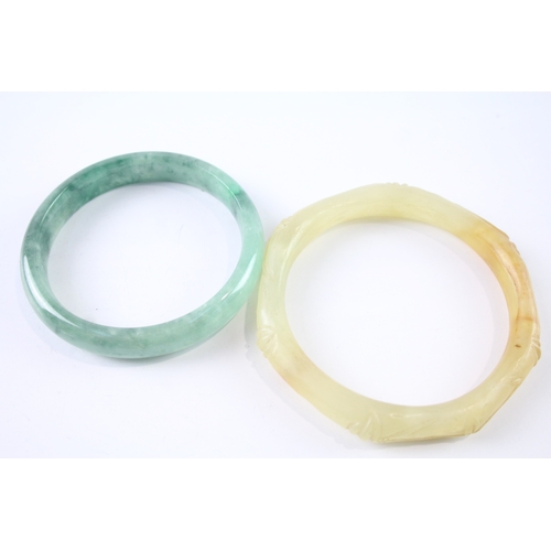 256 - Collection of Jade Bangles inc. Carved x 2 84g