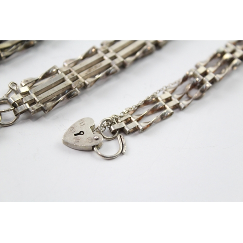 294 - Collection of Sterling Silver Gate Bracelets w/ Heart Padlock Clasps x 3 37g