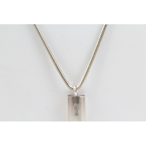 308 - Tiffany & Co Sterling Silver Bar Pendant w/ Snake Chain 13g