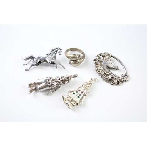 309 - Collection of Sterling Silver Jewellery inc. Clown, Unicorn, Animal x 5 44g