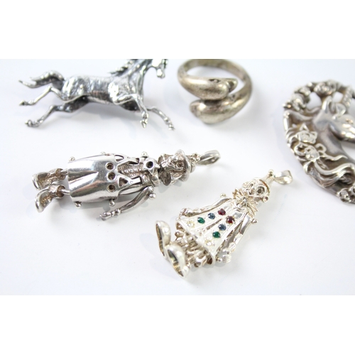 309 - Collection of Sterling Silver Jewellery inc. Clown, Unicorn, Animal x 5 44g