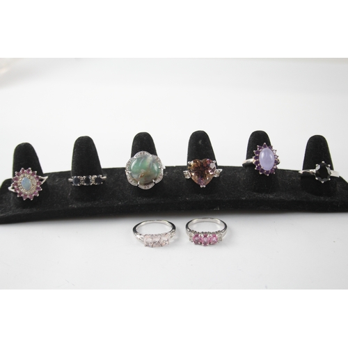 313 - Collection of Sterling Silver Gemstone Rings inc. Ametrine, Sapphire x 8 32g