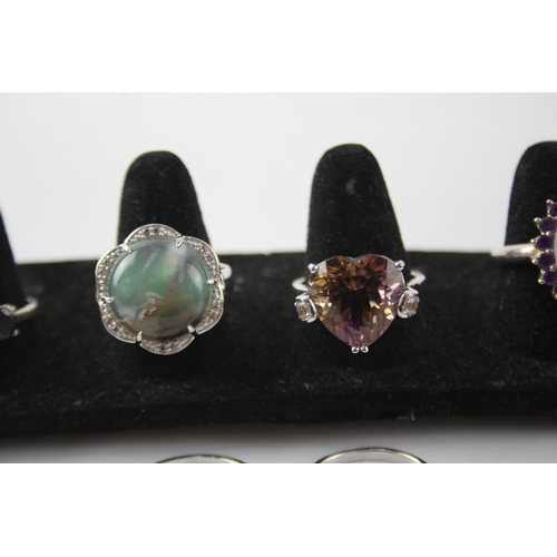 313 - Collection of Sterling Silver Gemstone Rings inc. Ametrine, Sapphire x 8 32g