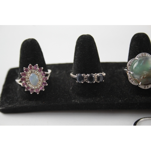 313 - Collection of Sterling Silver Gemstone Rings inc. Ametrine, Sapphire x 8 32g