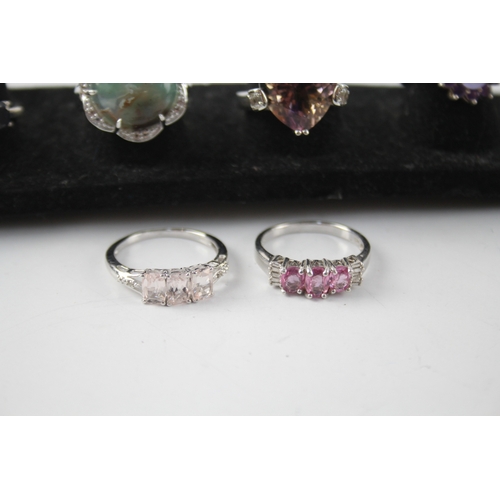 313 - Collection of Sterling Silver Gemstone Rings inc. Ametrine, Sapphire x 8 32g