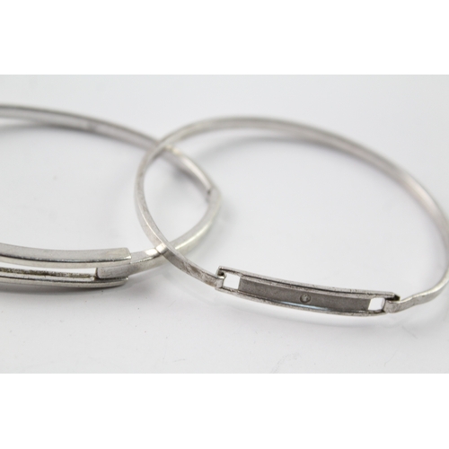 317 - Collection of Sterling Silver Bangles inc. Diamond, CZ, Modernist x 3 34g