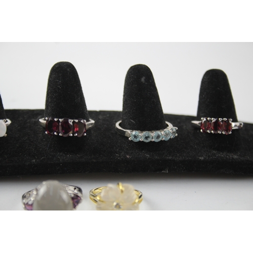 271 - Collection of Sterling Silver Gemstone Rings inc. Opal, Ruby, Topaz x 8 29g