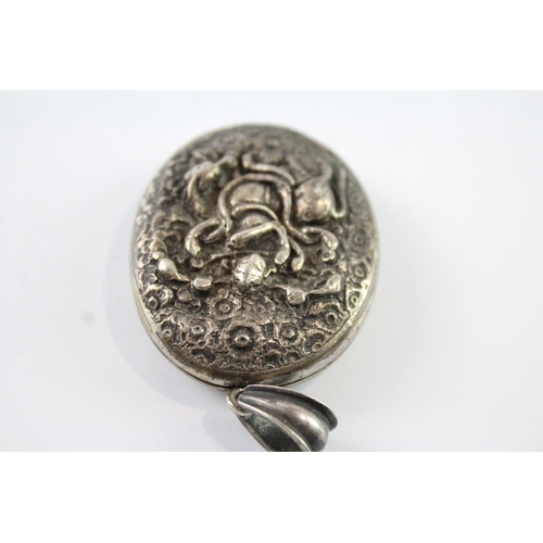 280 - Sterling Silver Tibetan Deity Repousse Locket 26g