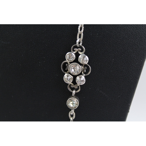 284 - Sterling Silver Long Length Station Necklace 34g