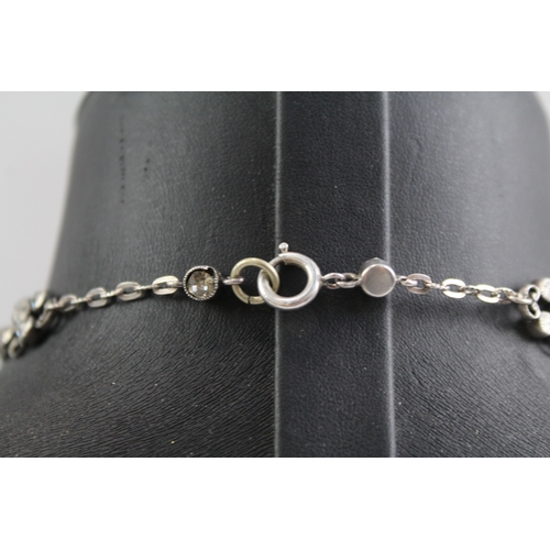 284 - Sterling Silver Long Length Station Necklace 34g