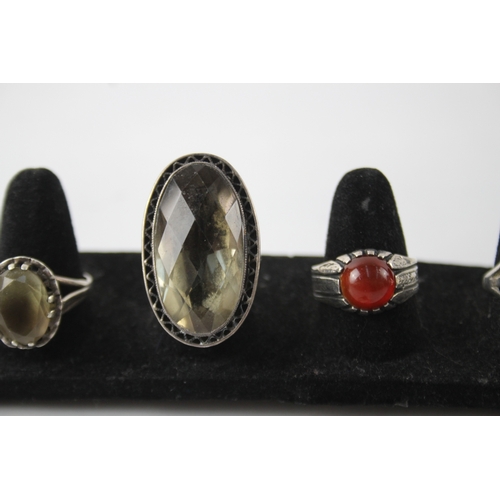 285 - Collection of Sterling Silver Gemstone Rings inc. Citrine, Carnelian x 7 46g