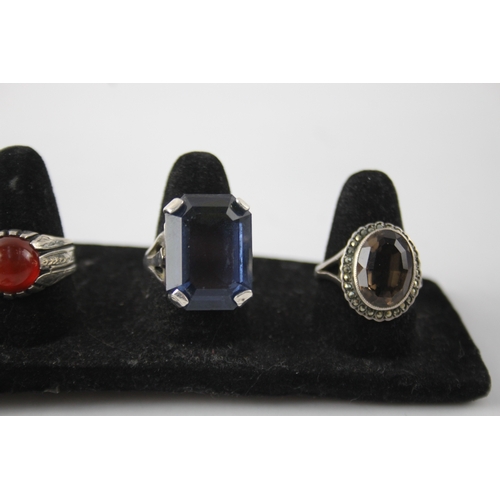 285 - Collection of Sterling Silver Gemstone Rings inc. Citrine, Carnelian x 7 46g