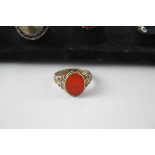 285 - Collection of Sterling Silver Gemstone Rings inc. Citrine, Carnelian x 7 46g