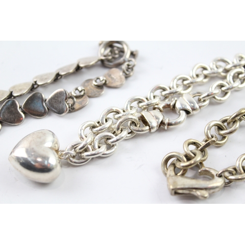 293 - Collection of Sterling Silver Bracelets inc. Hearts, Belcher, Chunky x 4 102g