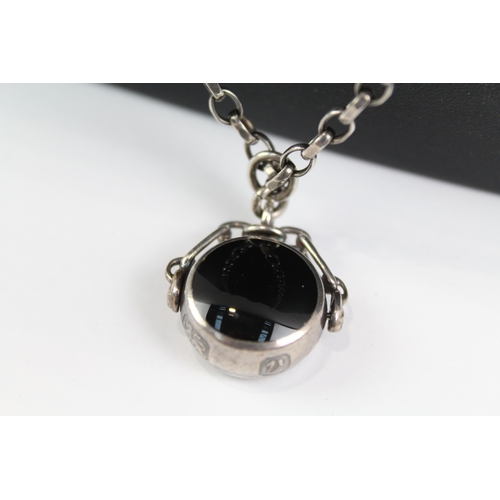 295 - David Scott Walker Sterling Silver Double Sided Gemstone Pendant Necklace 34g