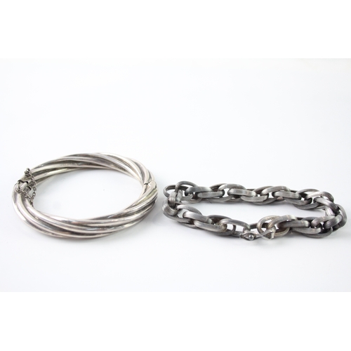 307 - Collection of Sterling Silver Bracelets inc. Bangle, Twist, Rope x 2 80g