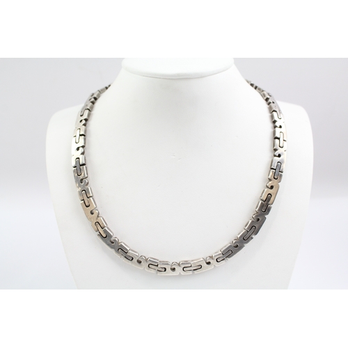 321 - Sterling Silver Interlocking Link Collar Necklace 89g