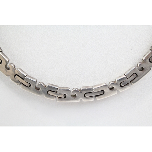 321 - Sterling Silver Interlocking Link Collar Necklace 89g