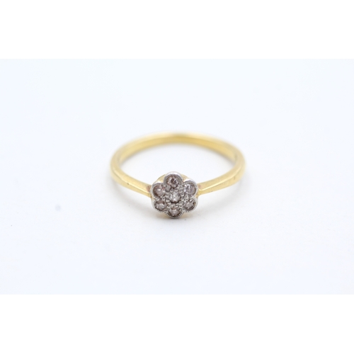 106 - 18ct gold 1920's diamond cluster ring (1.8g) Size J