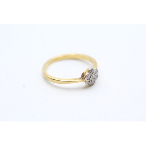 106 - 18ct gold 1920's diamond cluster ring (1.8g) Size J