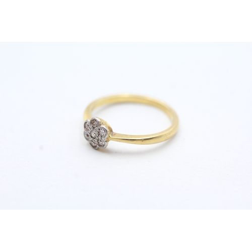 106 - 18ct gold 1920's diamond cluster ring (1.8g) Size J