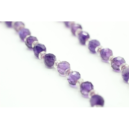 113 - 9ct gold clasped antique facetted amethyst & paste spacer necklace (31.8g)