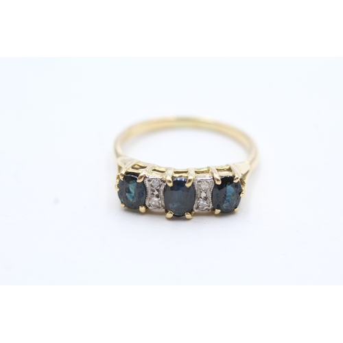 114 - 18ct gold sapphire and diamond ring (3.7g) Size Q