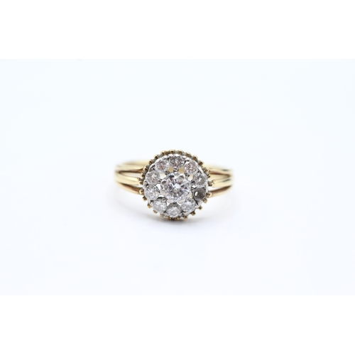 115 - 18ct gold diamond cluster ring (as seen: 1x stone missing) (3.5g) Size M