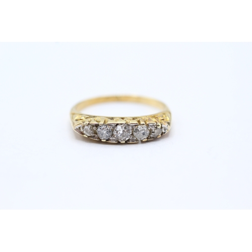 118 - 18ct gold old cut diamond five stone ring (3.2g) Size O