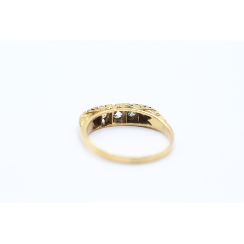 118 - 18ct gold old cut diamond five stone ring (3.2g) Size O