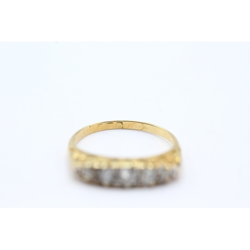 118 - 18ct gold old cut diamond five stone ring (3.2g) Size O