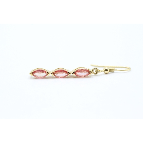 13 - 18ct gold sapphire marquis drop earrings (5.2g)