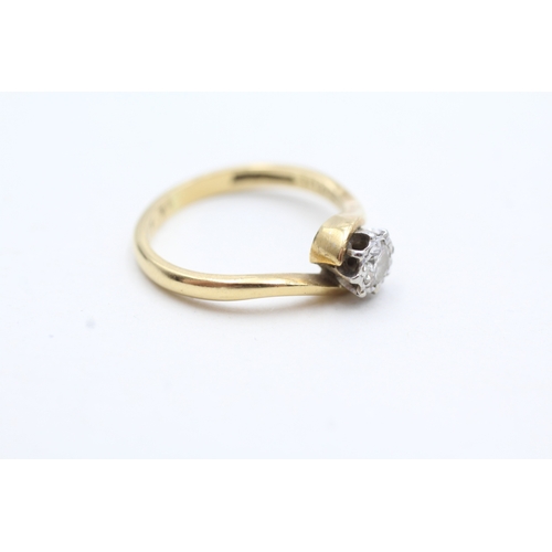 132 - 18ct gold & platinum diamond single stone ring (3.3g) Size M