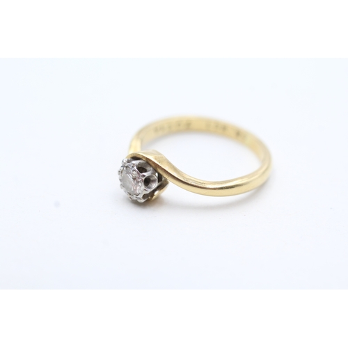 132 - 18ct gold & platinum diamond single stone ring (3.3g) Size M