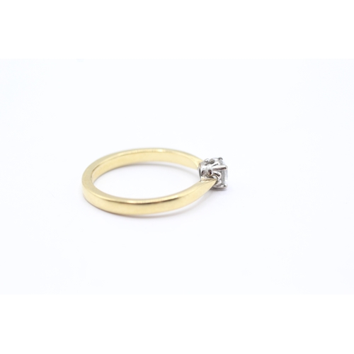 147 - 18ct gold diamond solitaire ring (3.8g) Size P