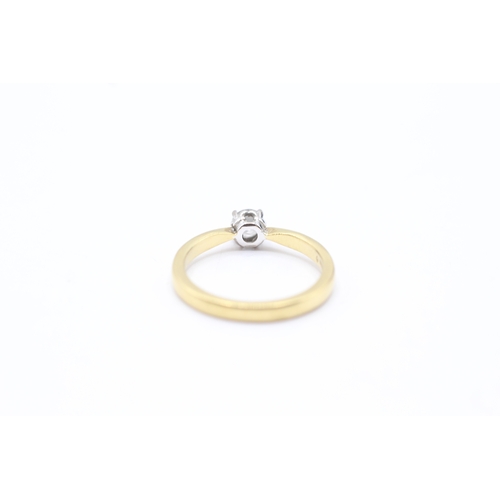 147 - 18ct gold diamond solitaire ring (3.8g) Size P