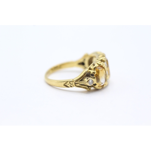 153 - 18ct gold citrine and diamond set cocktail ring (6.3g) Size P