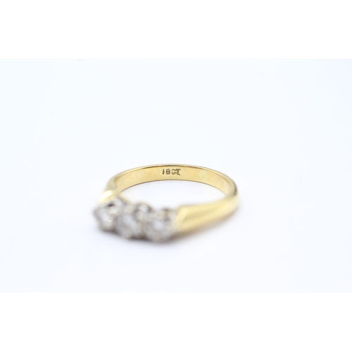 163 - 18ct gold diamond trilogy ring (3.4g) Size J 1/2