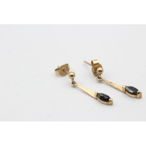 178 - 9ct gold sapphire drop earrings (0.9g)