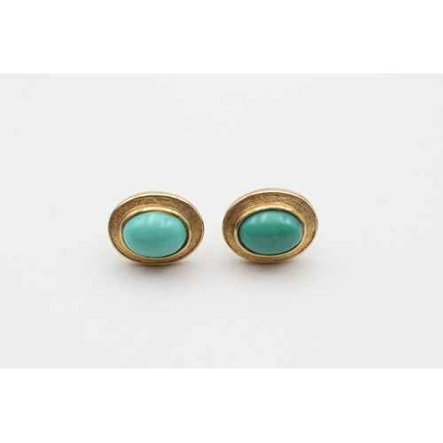 196 - 9ct gold turquoise stud earrings (2.2g)