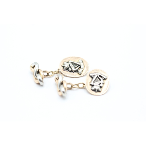 197 - 9ct gold and silver cufflinks (8.7g)