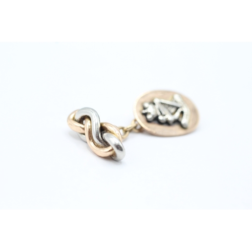 197 - 9ct gold and silver cufflinks (8.7g)