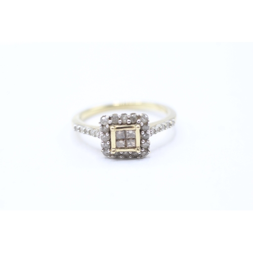 206 - 9ct gold diamond square set ring (2.2g) Size L 1/2