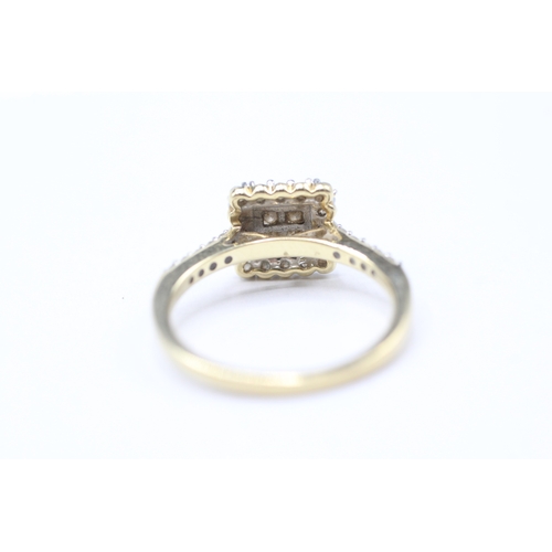 206 - 9ct gold diamond square set ring (2.2g) Size L 1/2